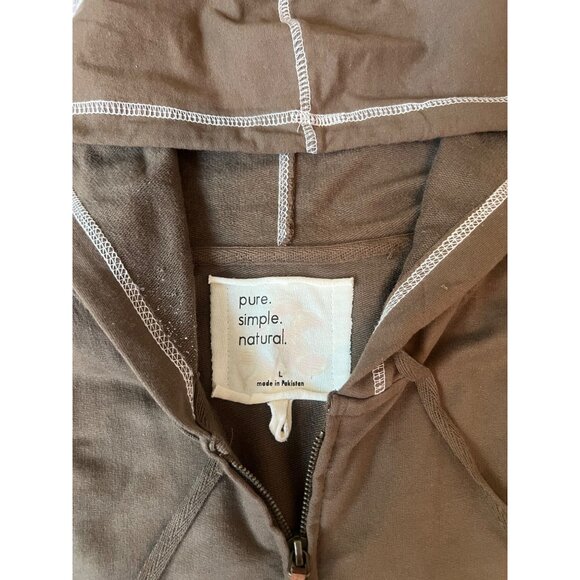 Pure Simple Natural Brown Lounge Set Women’s Size L Y2K Sweatsuit Floral Pattern - Picture 5 of 6